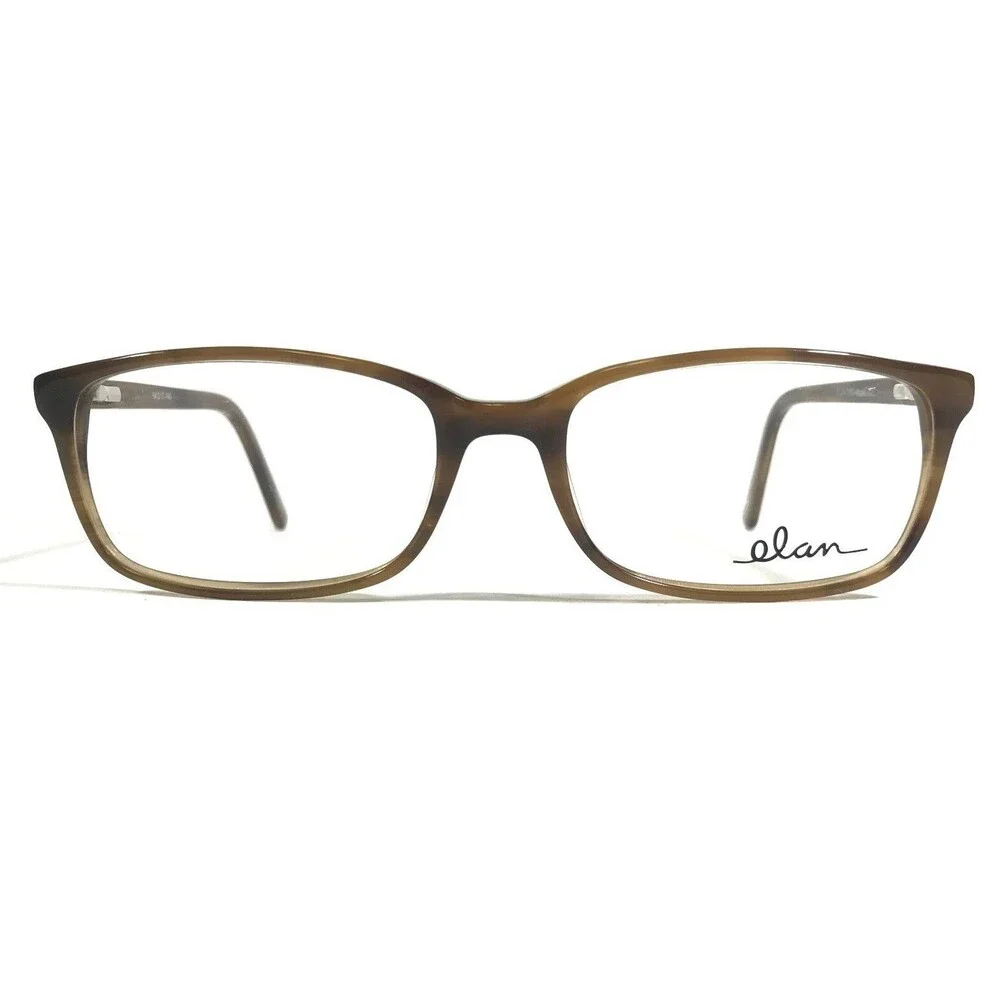 Elan 9307 Khaki Eyeglasses Frames Brown Horn Rectangular Full Rim 54-17-140